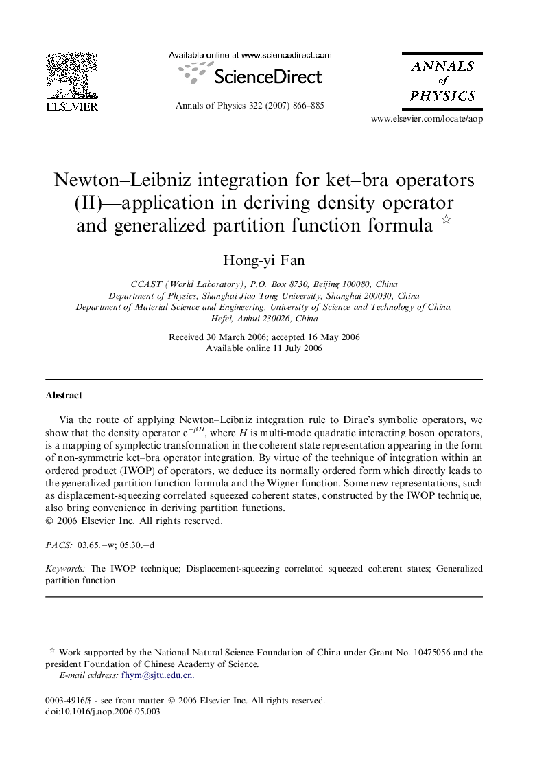 Newton-Leibniz integration for ket-bra operators (II)-application in deriving density operator and generalized partition function formula