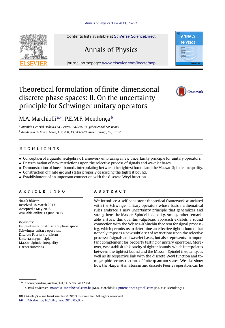 Theoretical formulation of finite-dimensional discrete phase spaces: II. On the uncertainty principle for Schwinger unitary operators