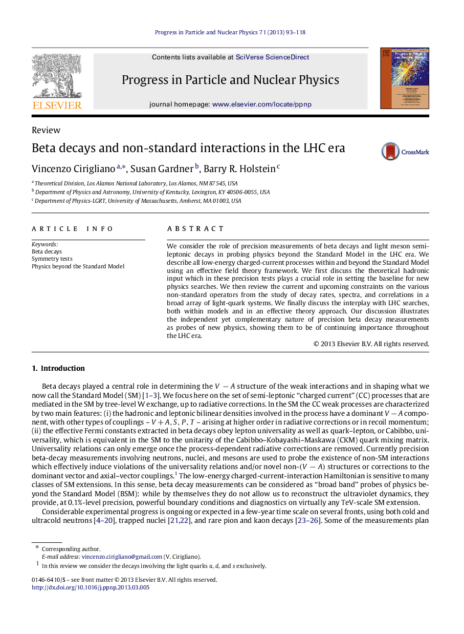 Beta decays and non-standard interactions in the LHC era