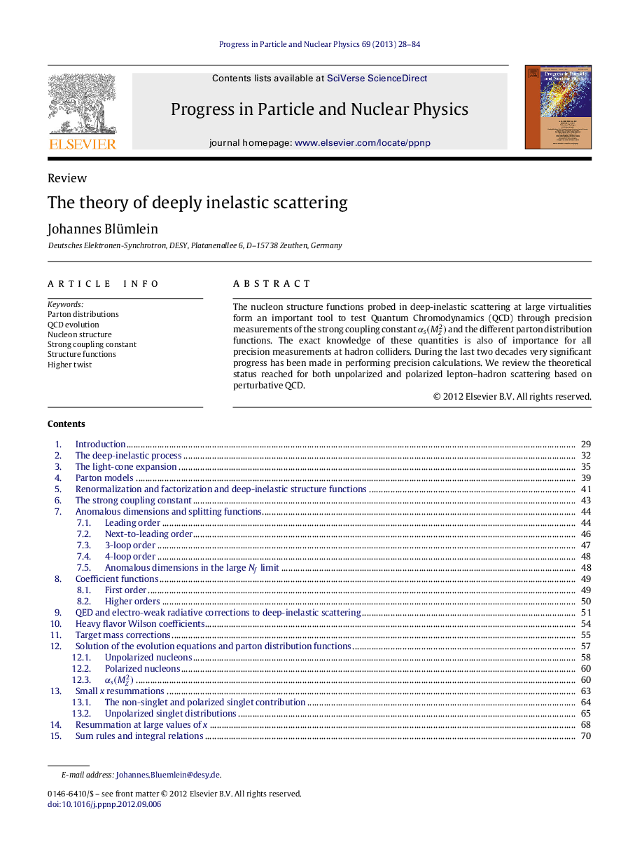 The theory of deeply inelastic scattering