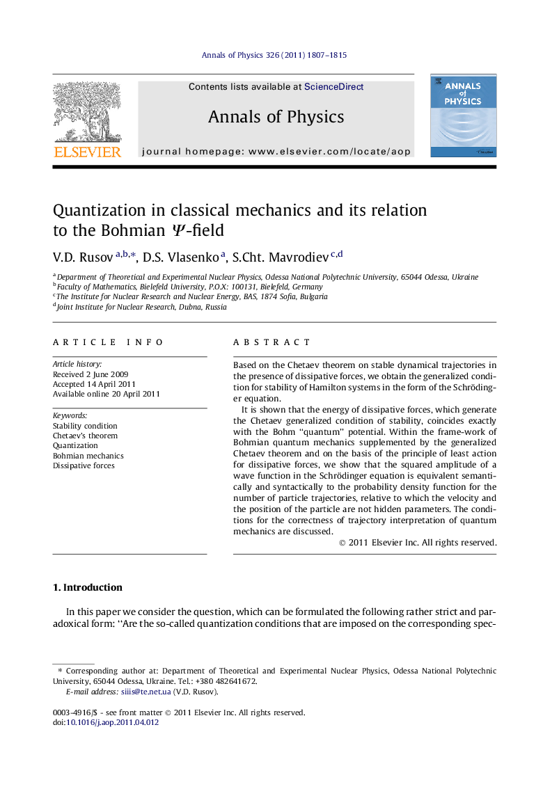 Quantization in classical mechanics and its relation to the Bohmian Ψ-field