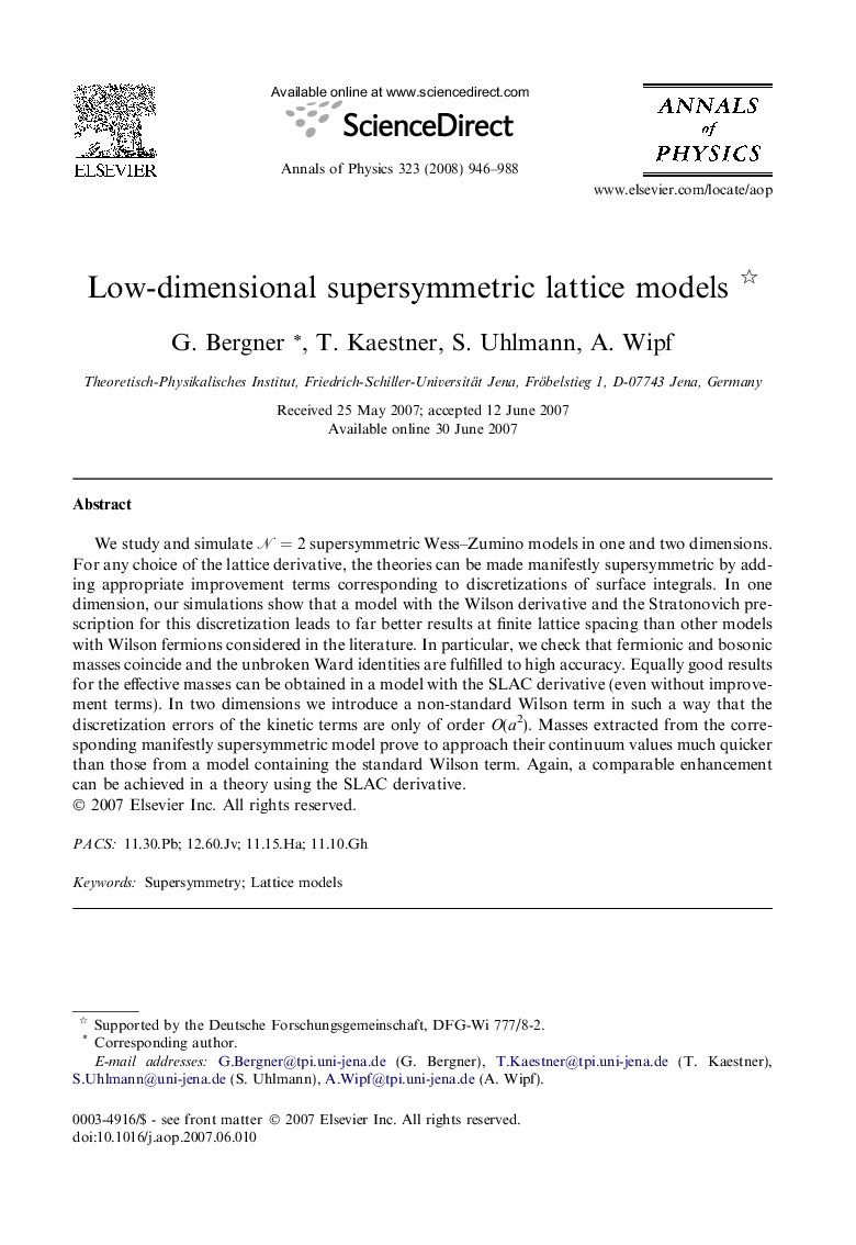 Low-dimensional supersymmetric lattice models 