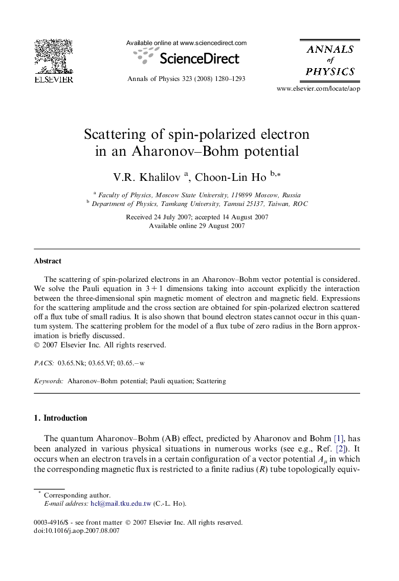 Scattering of spin-polarized electron in an Aharonov-Bohm potential