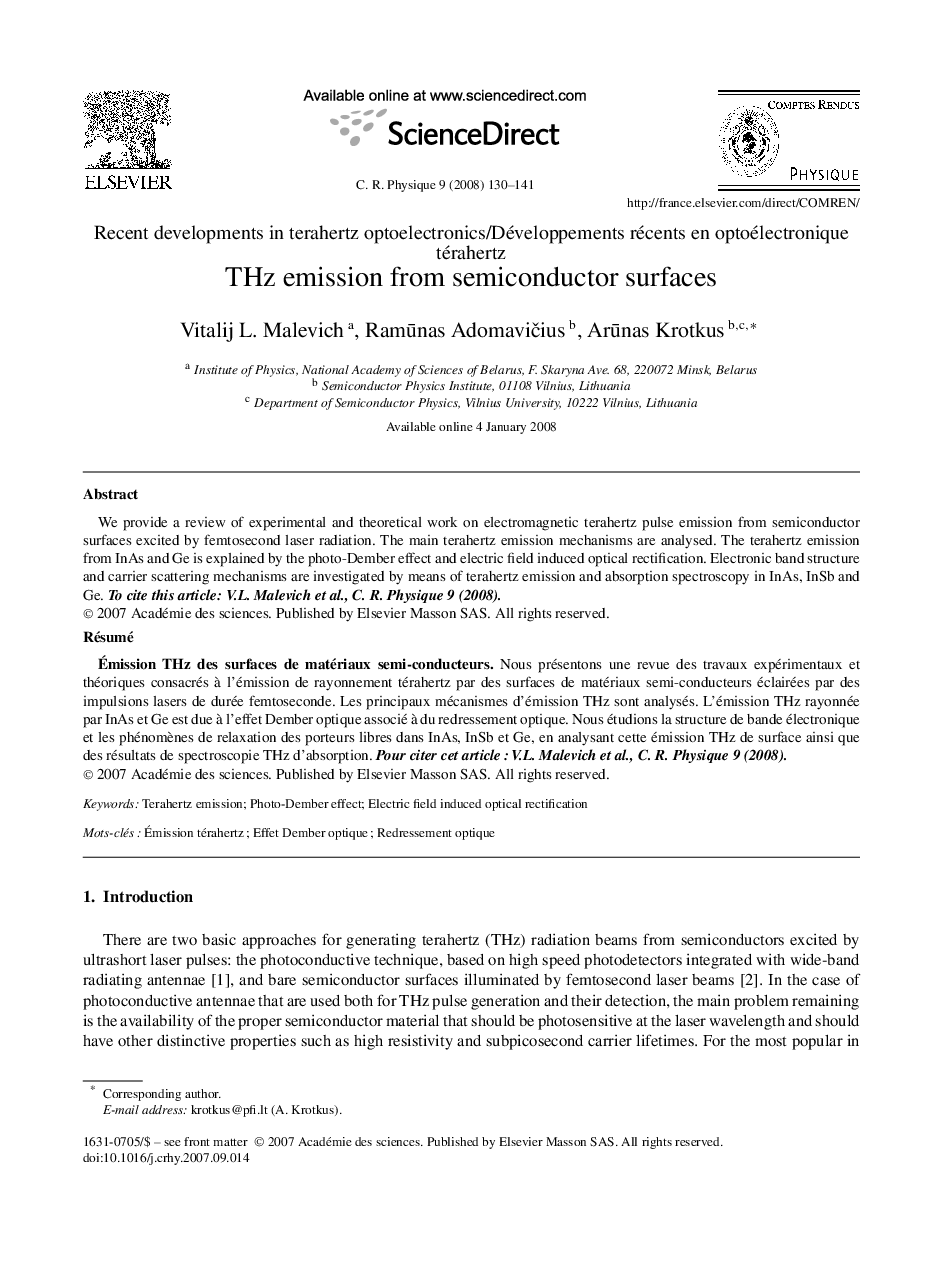 THz emission from semiconductor surfaces