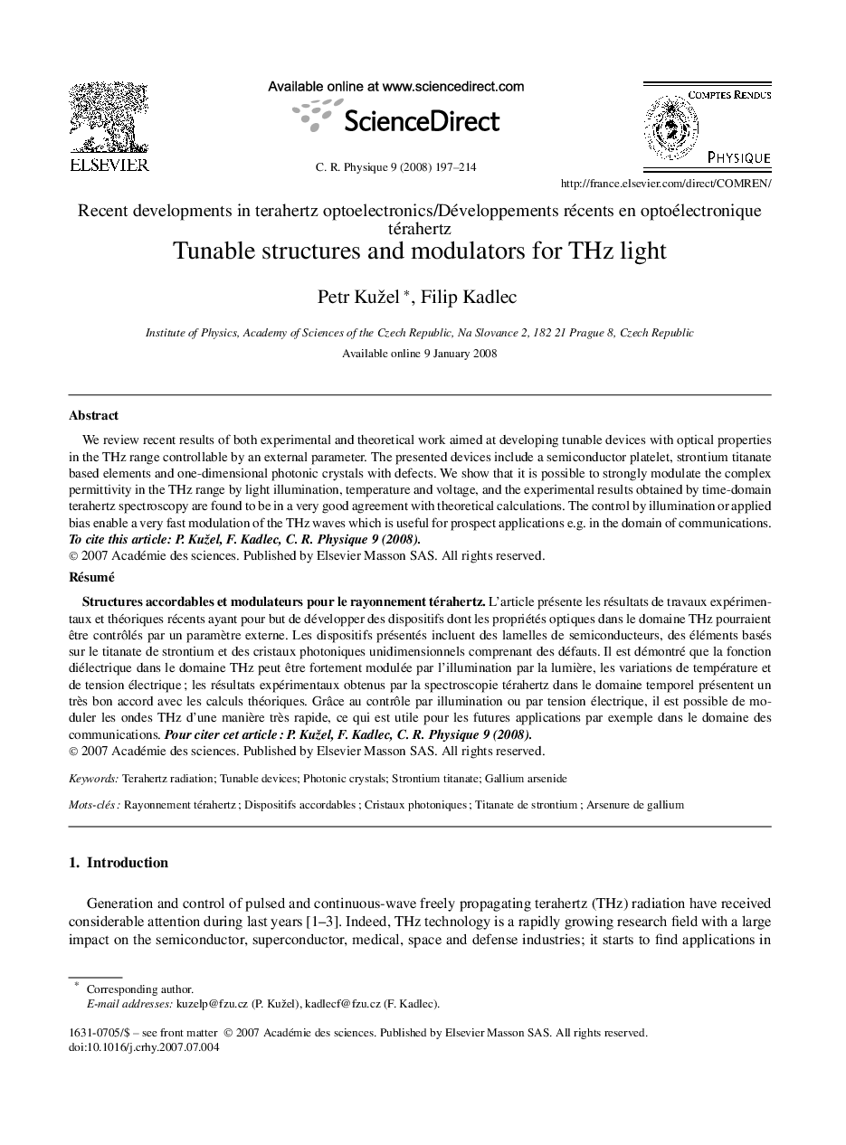 Tunable structures and modulators for THz light
