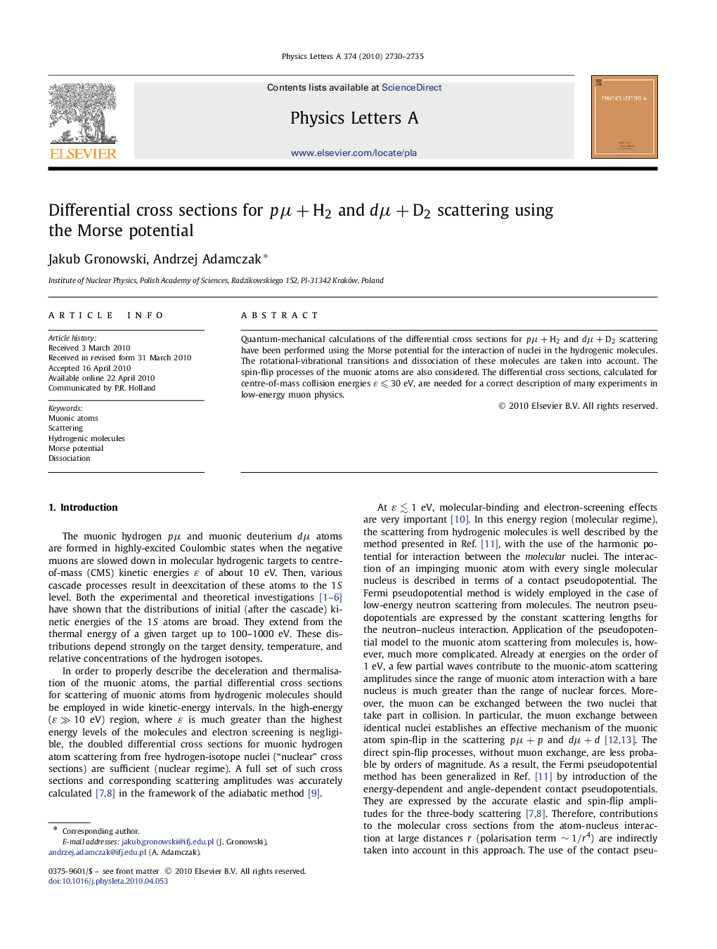 Differential cross sections for pμ+H2pμ+H2 and dμ+D2dμ+D2 scattering using the Morse potential