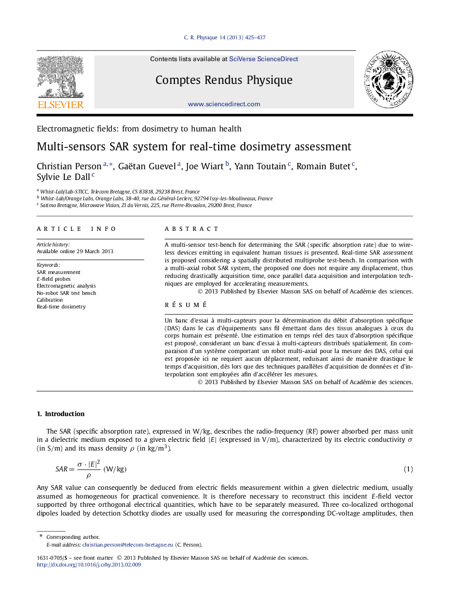 Multi-sensors SAR system for real-time dosimetry assessment