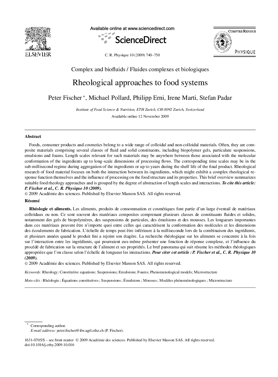 Rheological approaches to food systems