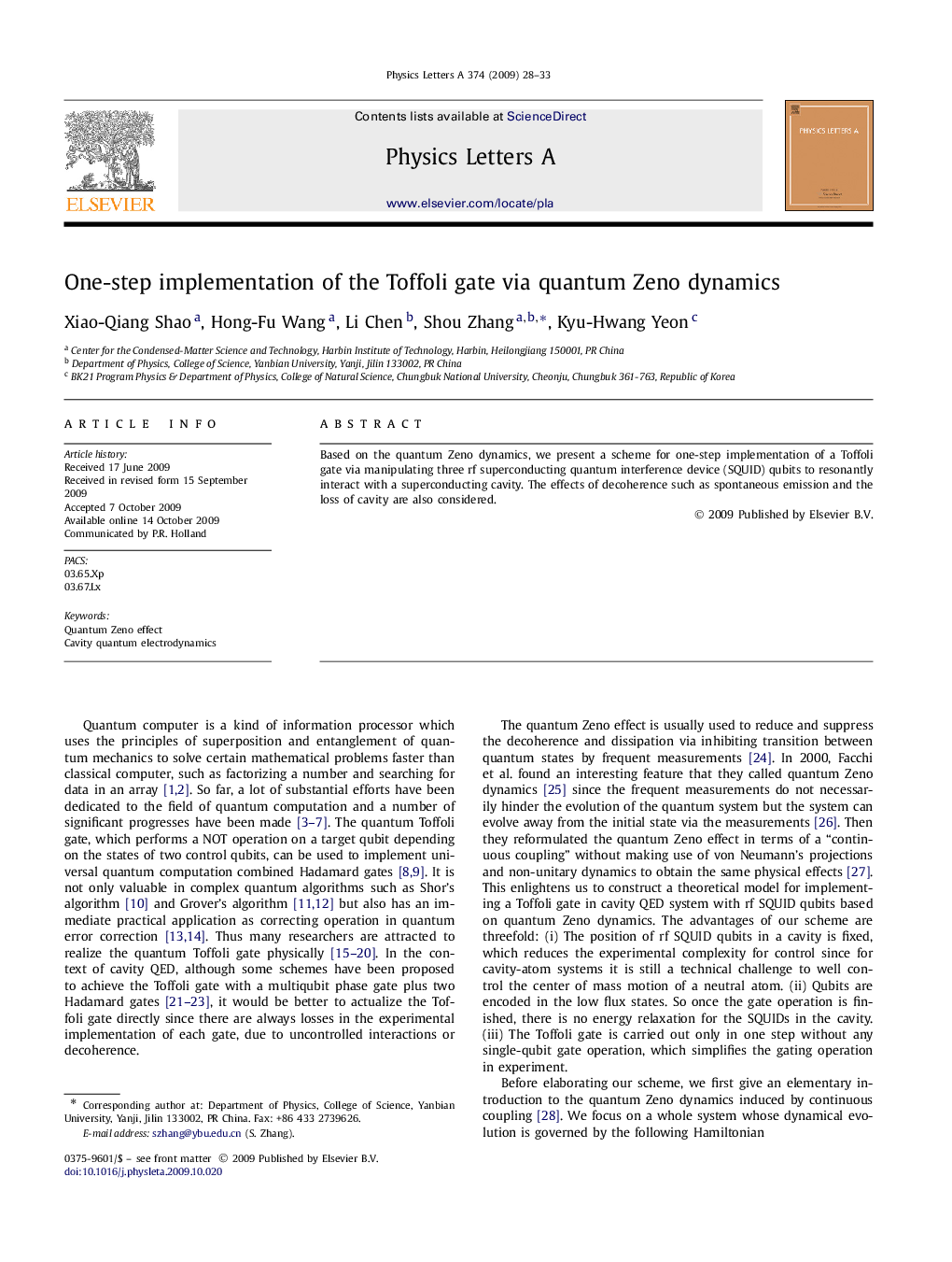 One-step implementation of the Toffoli gate via quantum Zeno dynamics