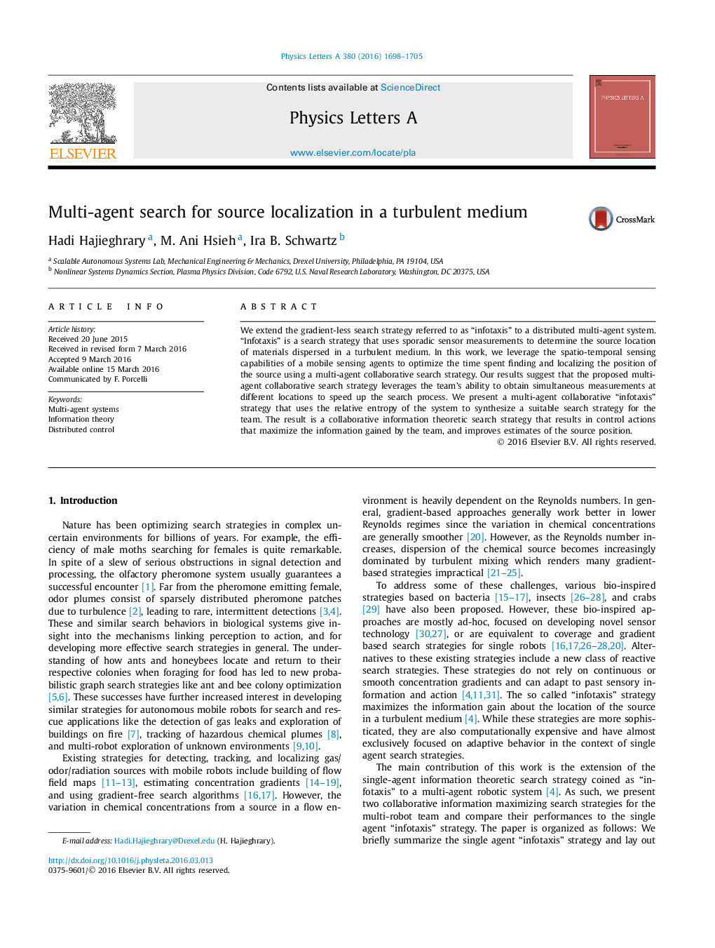 Multi-agent search for source localization in a turbulent medium