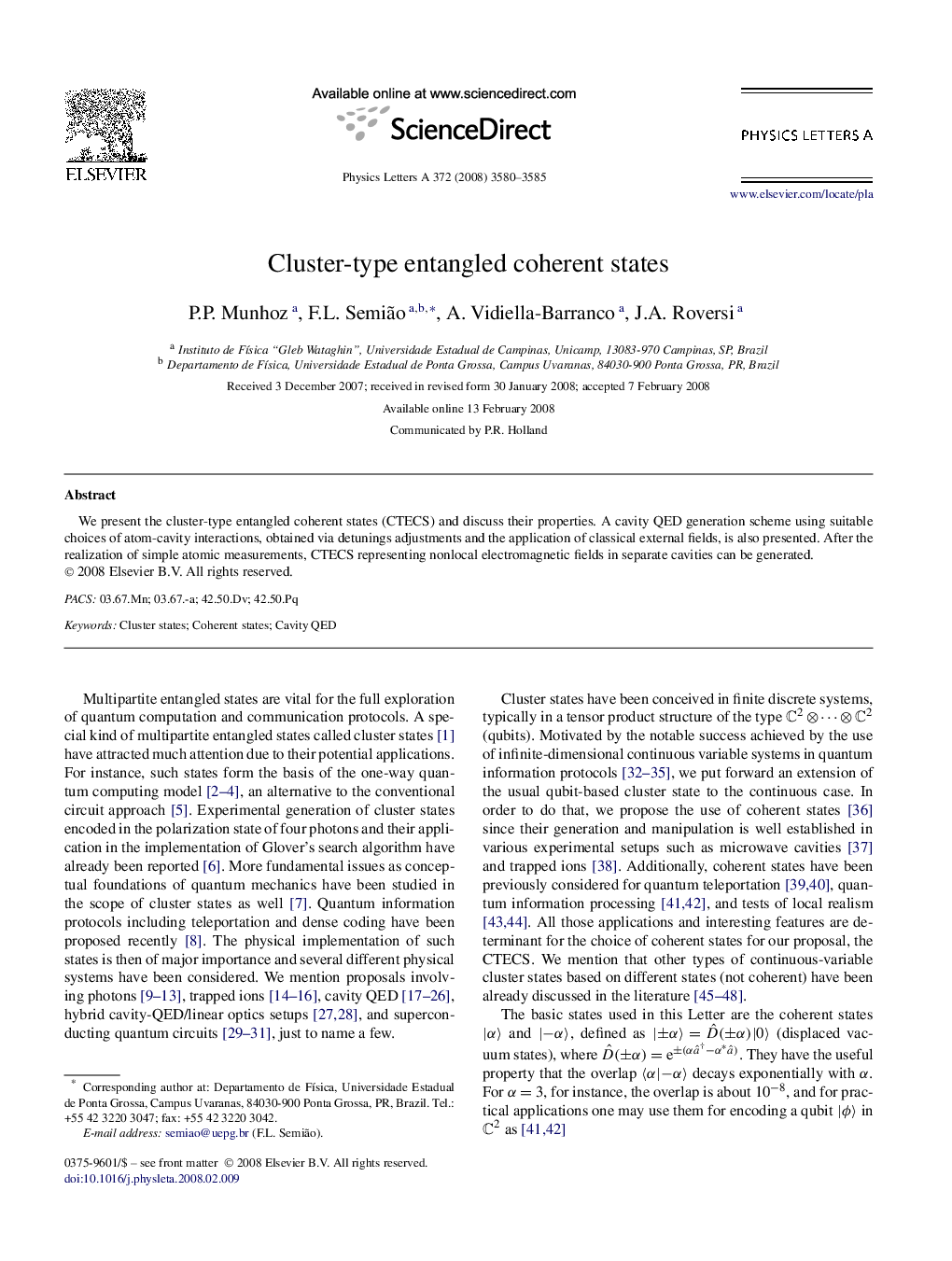 Cluster-type entangled coherent states