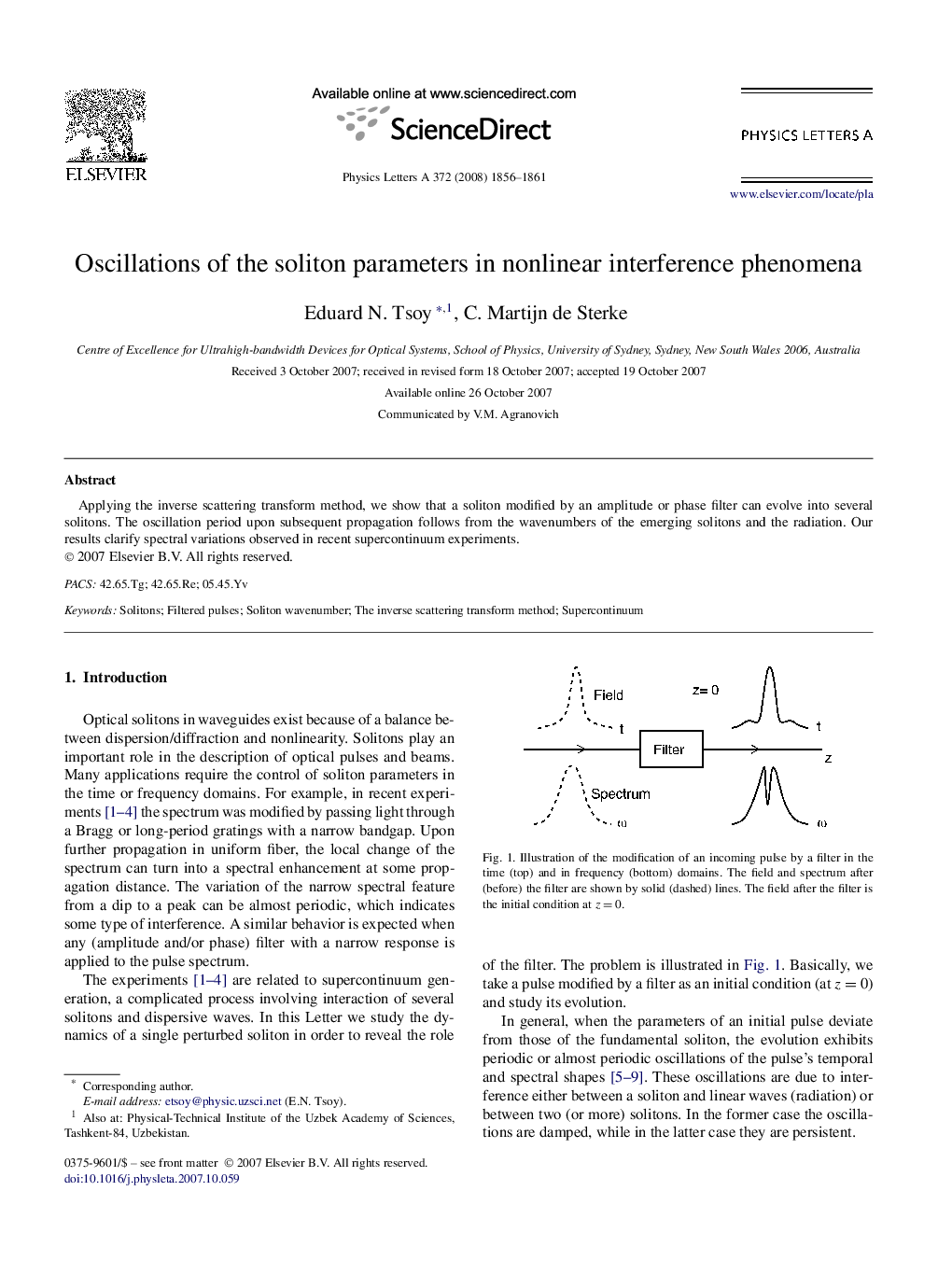 Oscillations of the soliton parameters in nonlinear interference phenomena