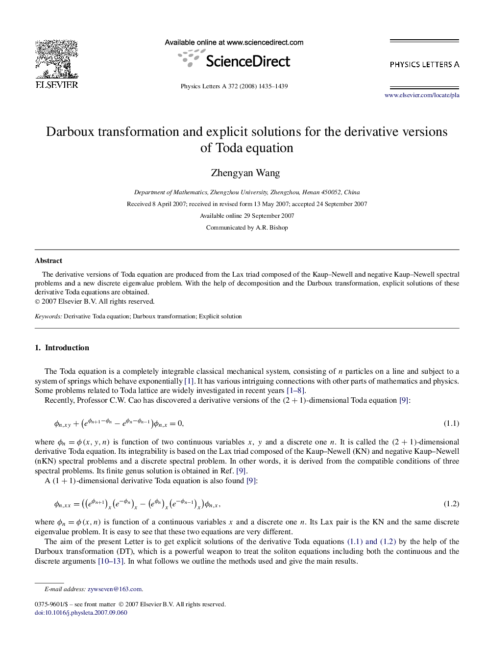 Darboux transformation and explicit solutions for the derivative versions of Toda equation