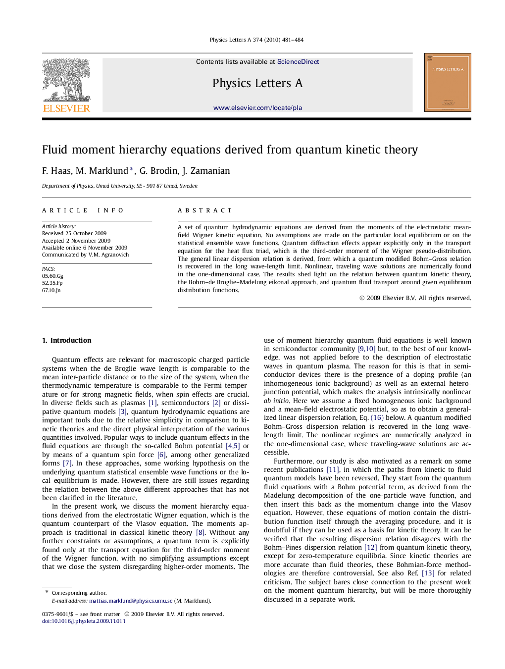 Fluid moment hierarchy equations derived from quantum kinetic theory