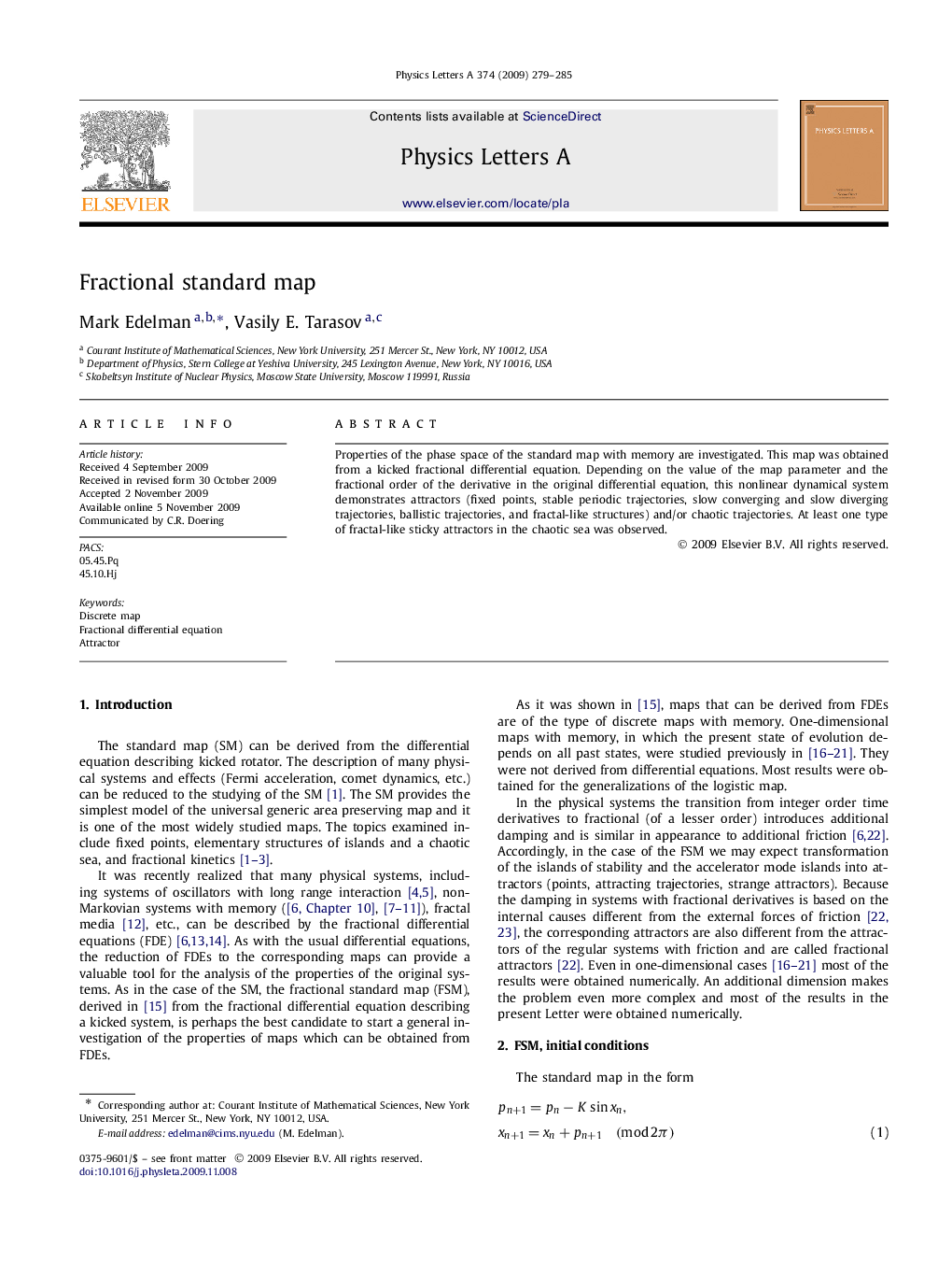 Fractional standard map