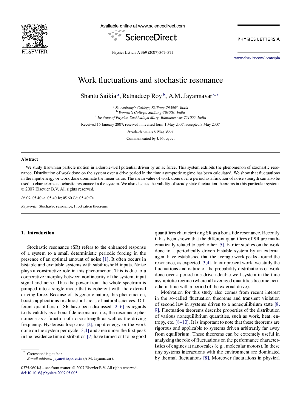 Work fluctuations and stochastic resonance