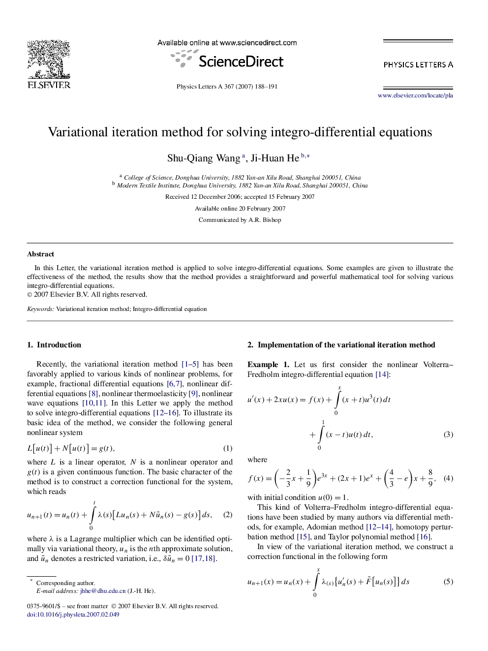 Variational iteration method for solving integro-differential equations