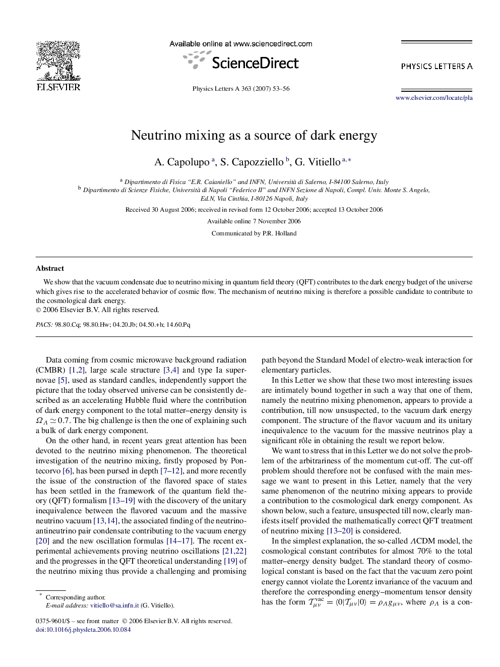 Neutrino mixing as a source of dark energy