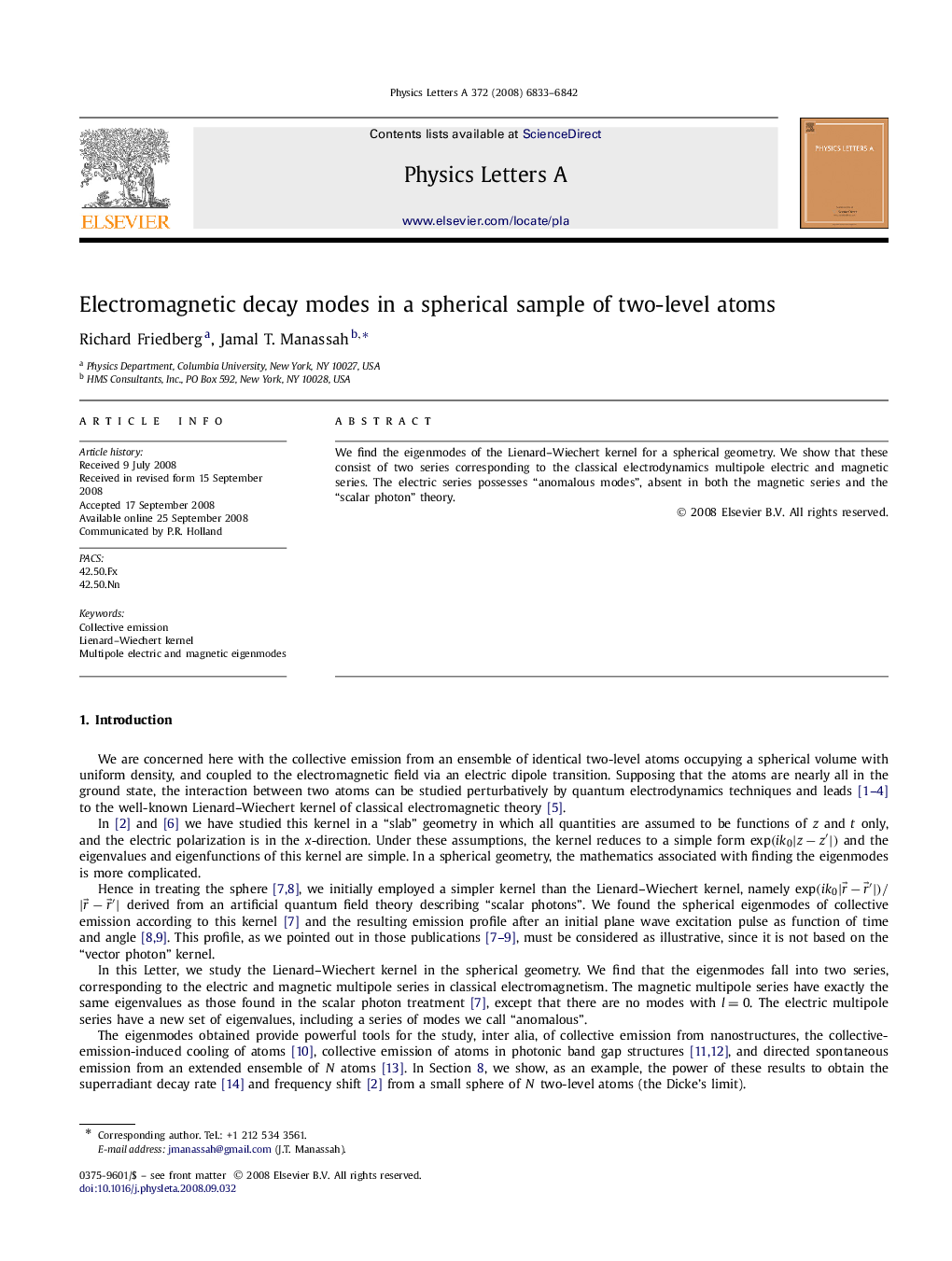 Electromagnetic decay modes in a spherical sample of two-level atoms
