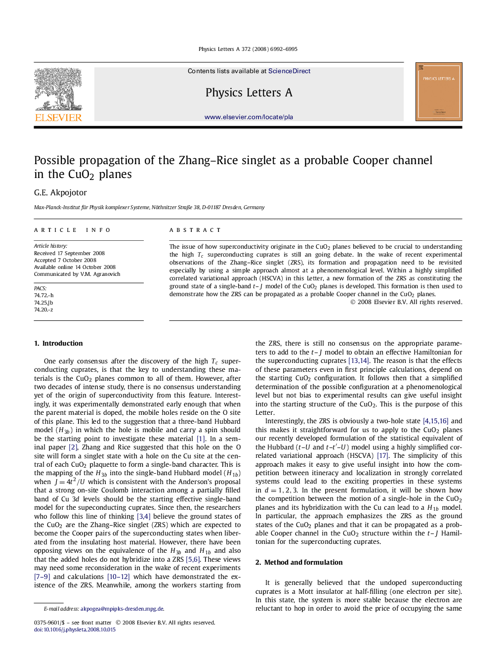 Possible propagation of the Zhang–Rice singlet as a probable Cooper channel in the CuO2 planes