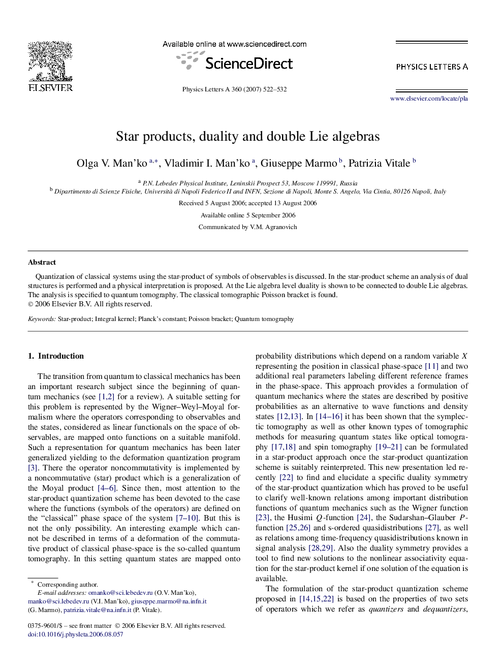 Star products, duality and double Lie algebras