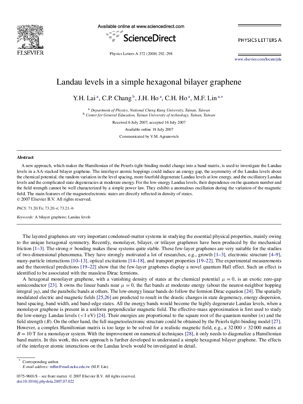 Landau levels in a simple hexagonal bilayer graphene