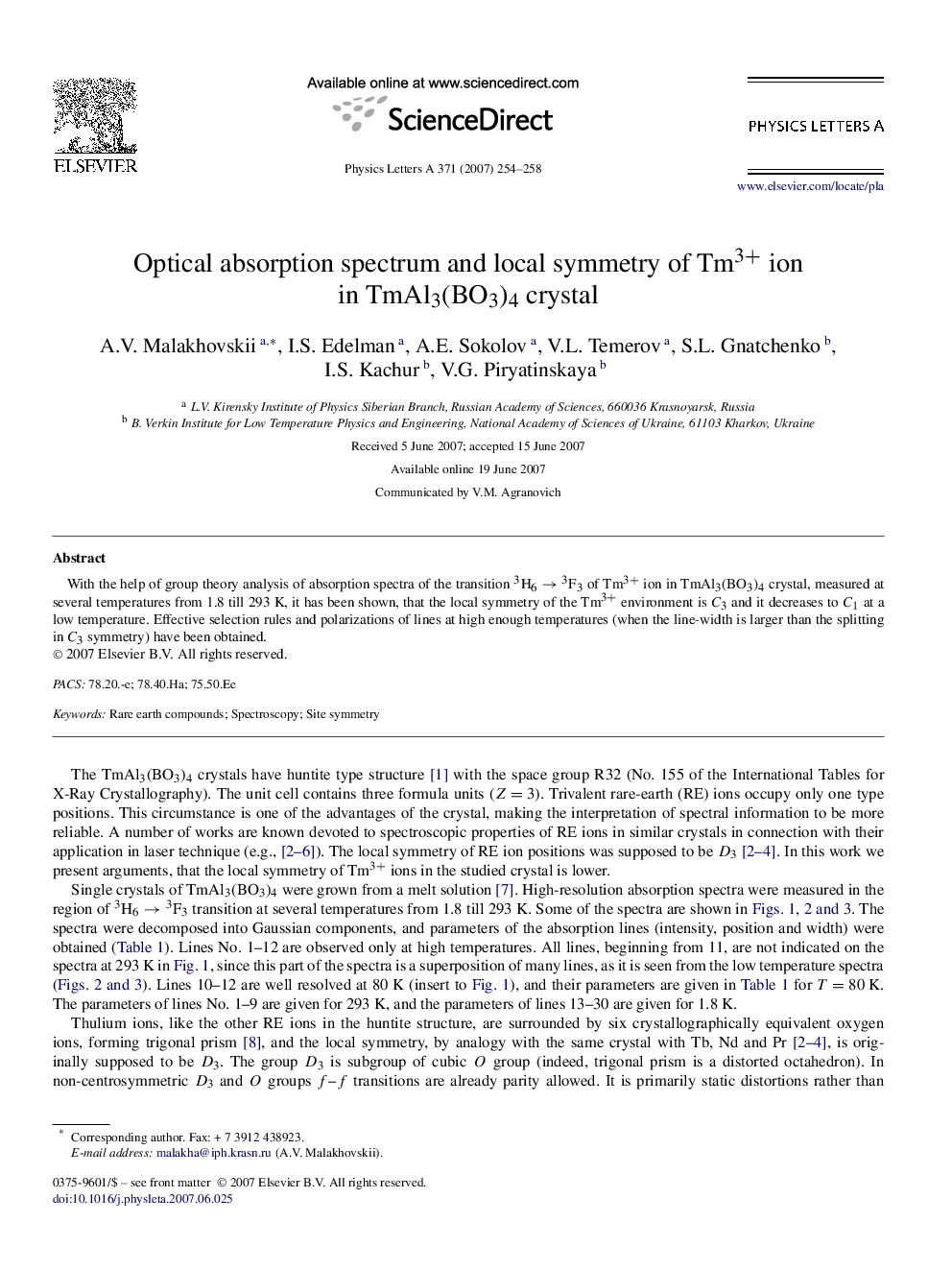 Optical absorption spectrum and local symmetry of Tm3+ ion in TmAl3(BO3)4 crystal