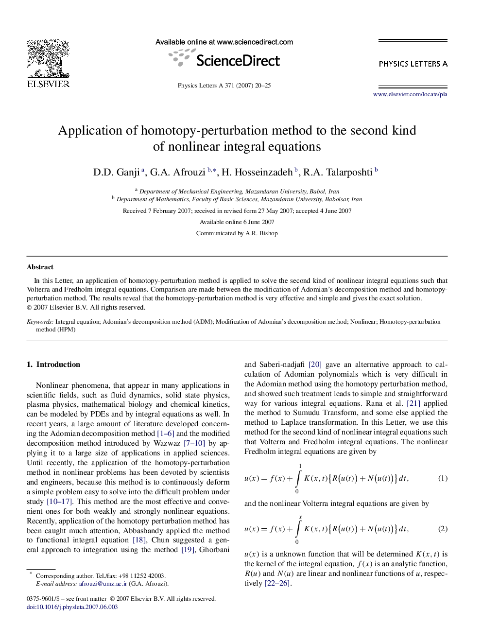 Application of homotopy-perturbation method to the second kind of nonlinear integral equations