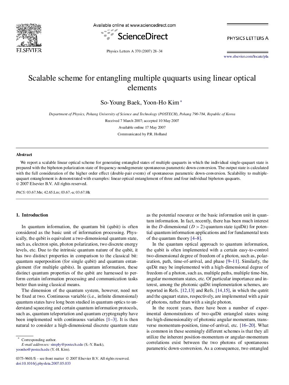 Scalable scheme for entangling multiple ququarts using linear optical elements