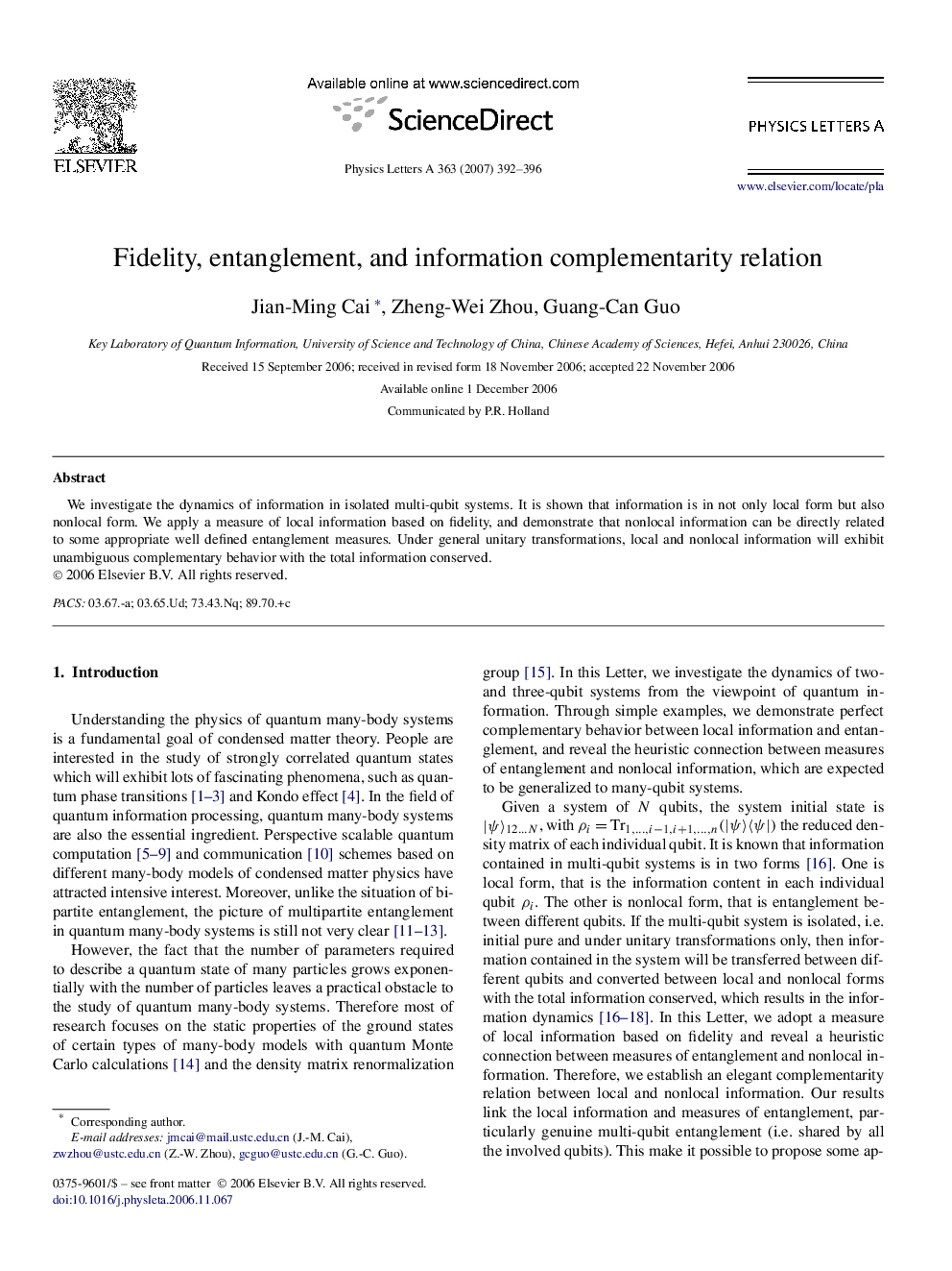 Fidelity, entanglement, and information complementarity relation