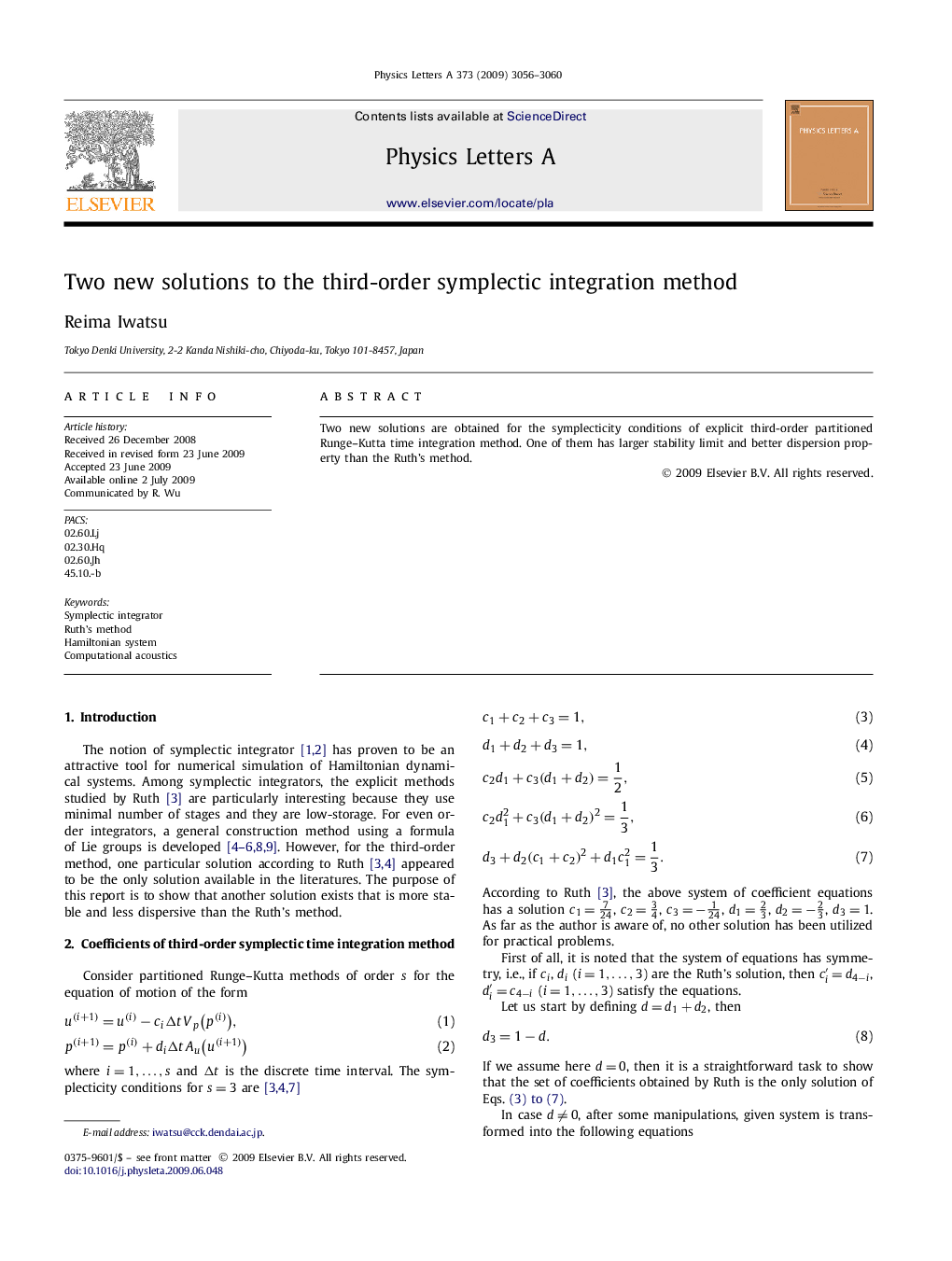 Two new solutions to the third-order symplectic integration method