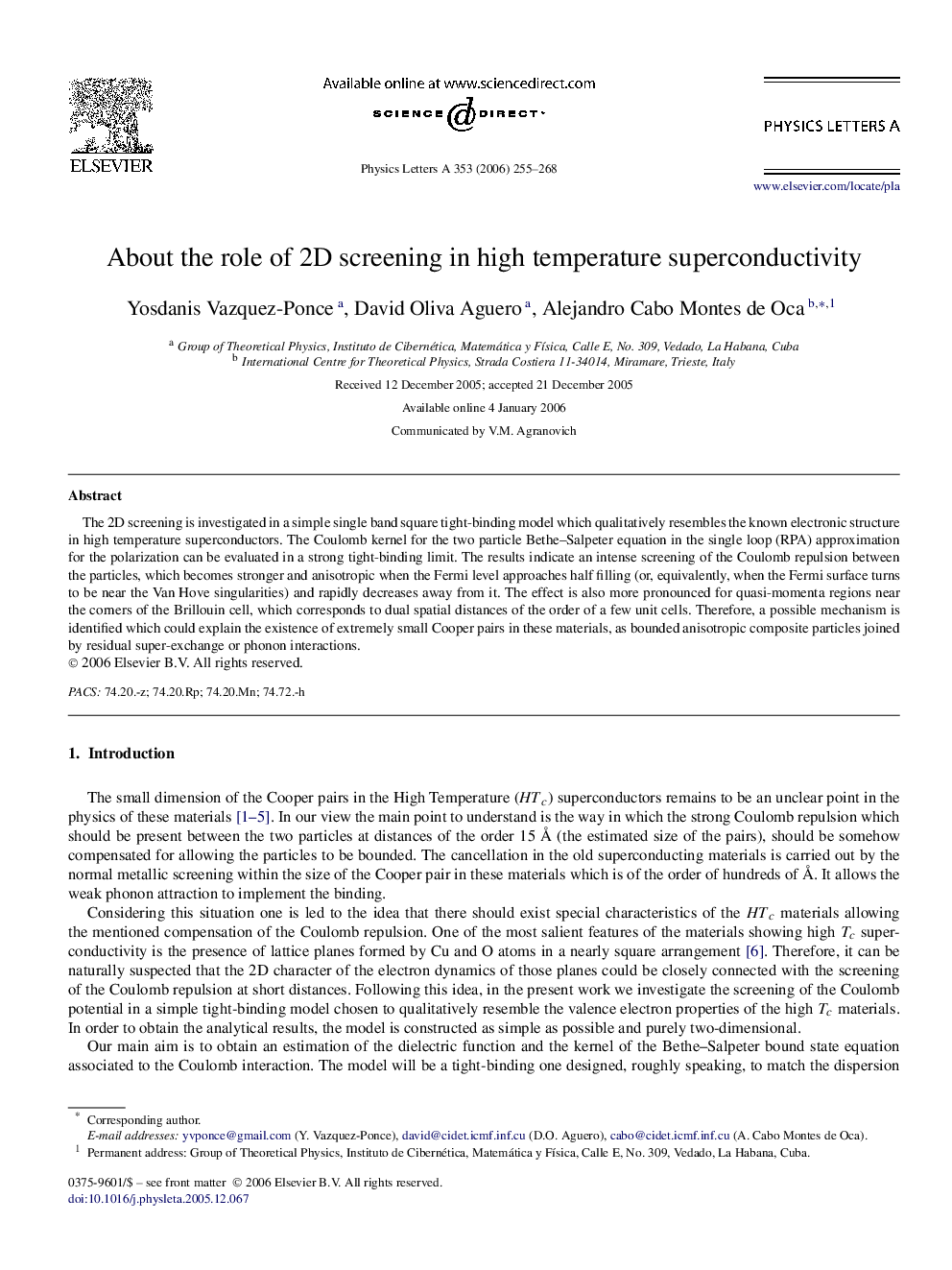 About the role of 2D screening in high temperature superconductivity