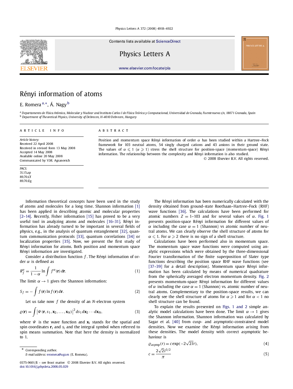 Rényi information of atoms