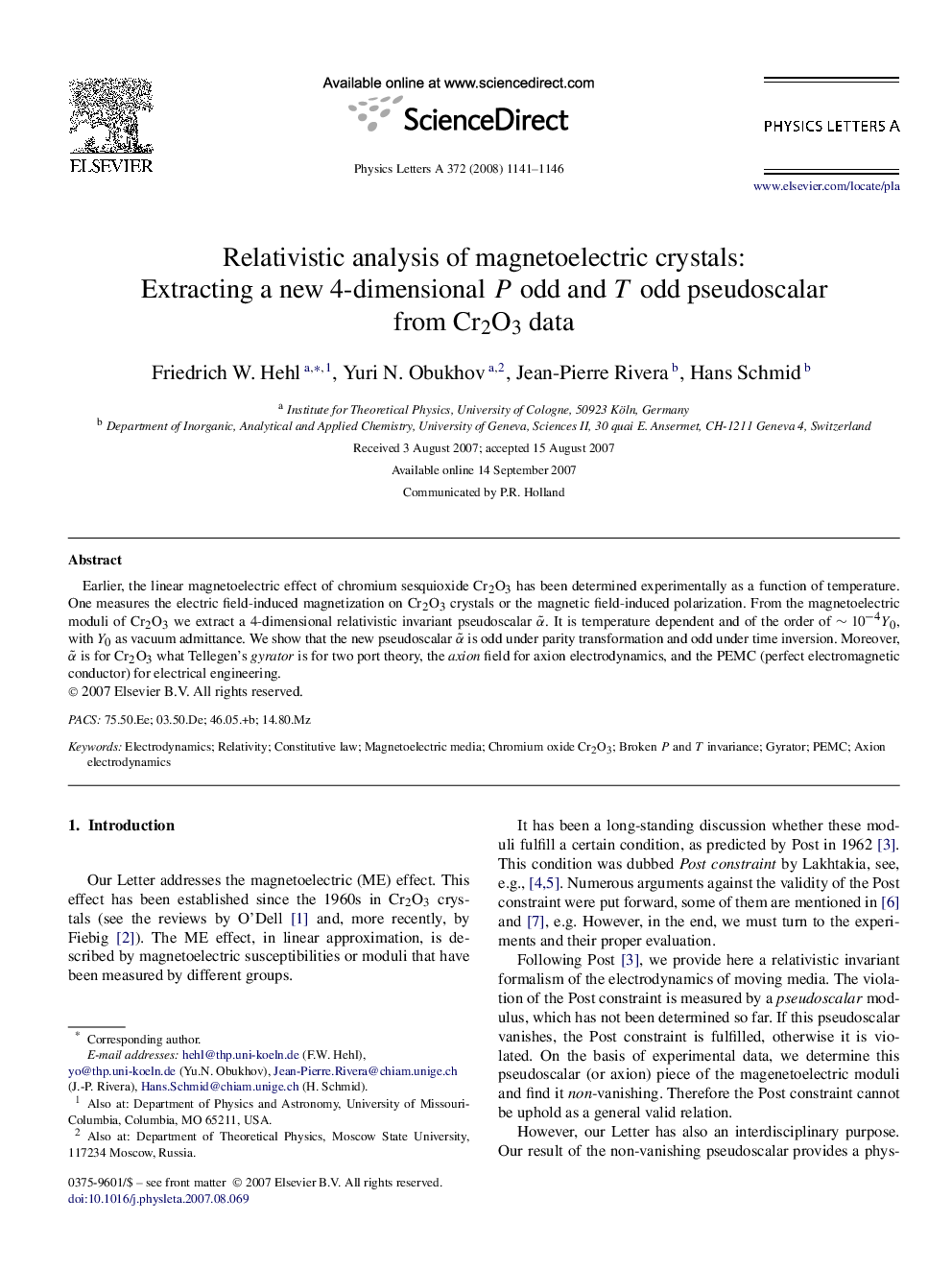 Relativistic analysis of magnetoelectric crystals: Extracting a new 4-dimensional P odd and T odd pseudoscalar from Cr2O3 data