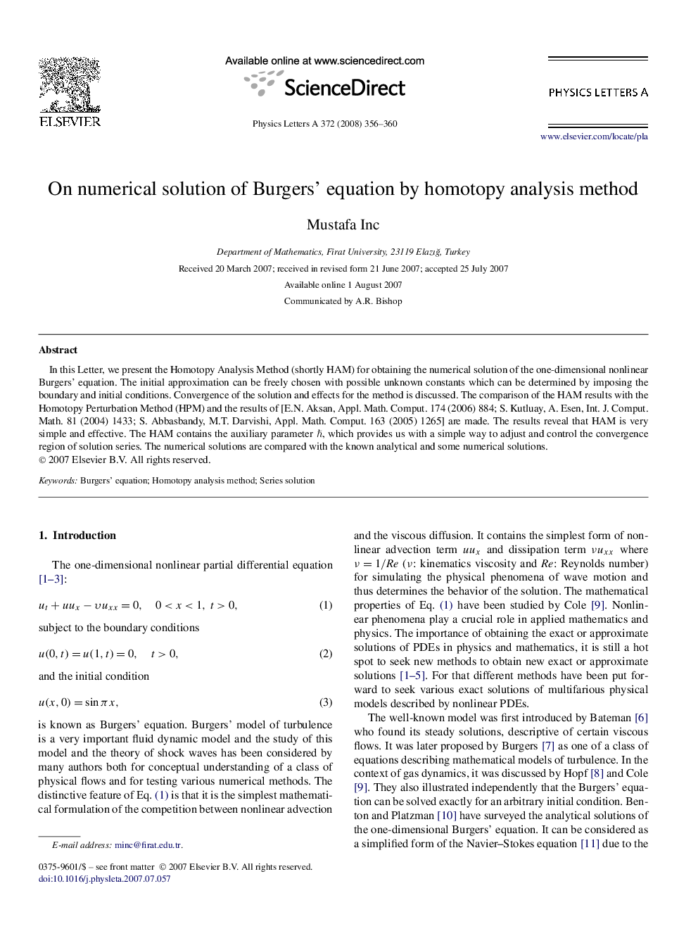 On numerical solution of Burgers' equation by homotopy analysis method