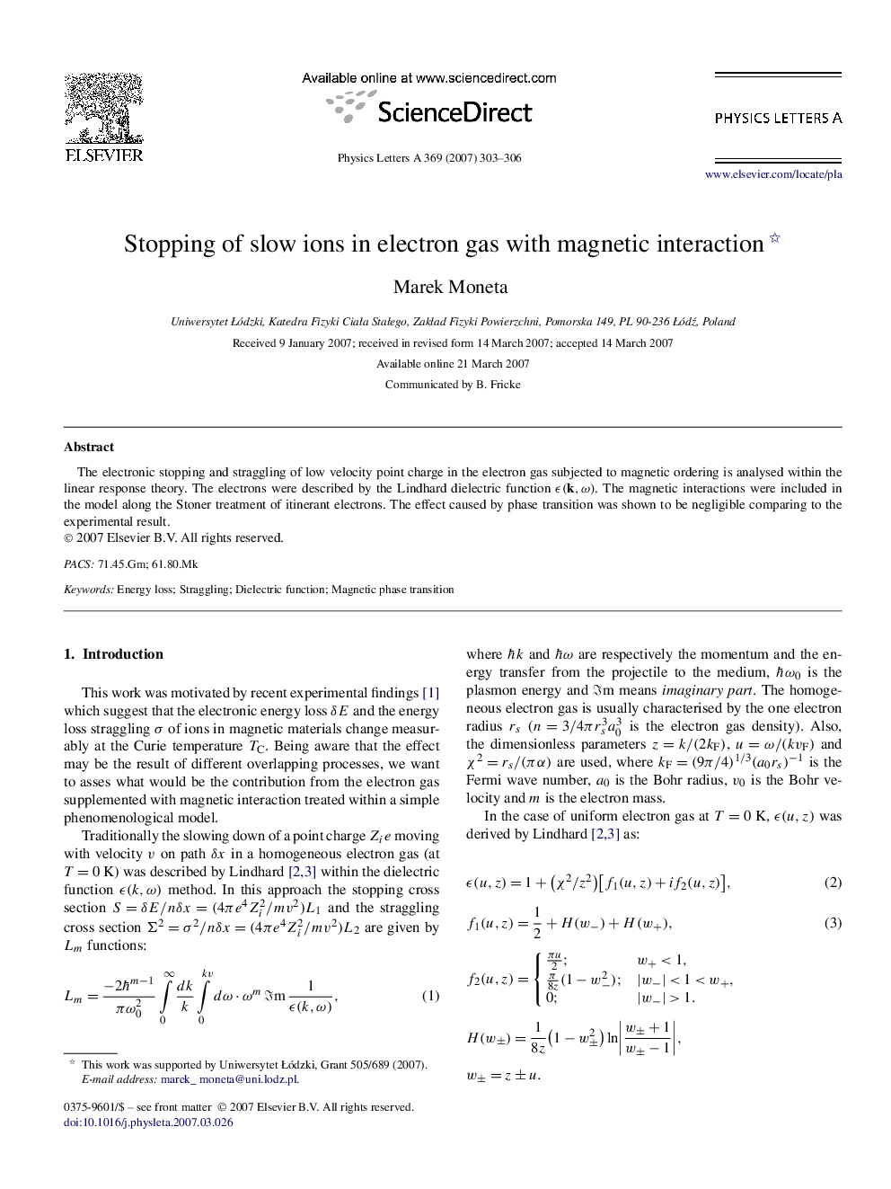 Stopping of slow ions in electron gas with magnetic interaction 