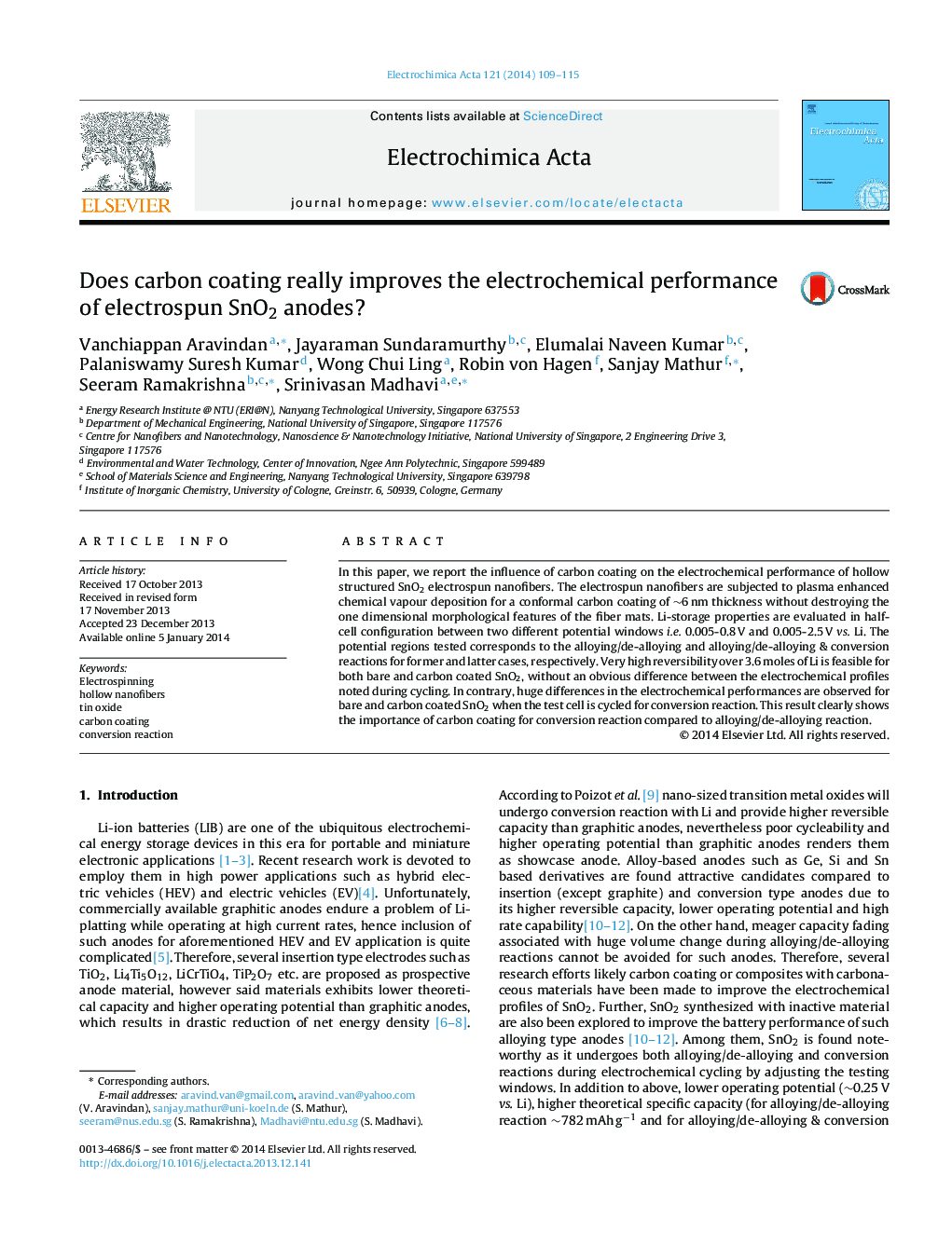 Does carbon coating really improves the electrochemical performance of electrospun SnO2 anodes?