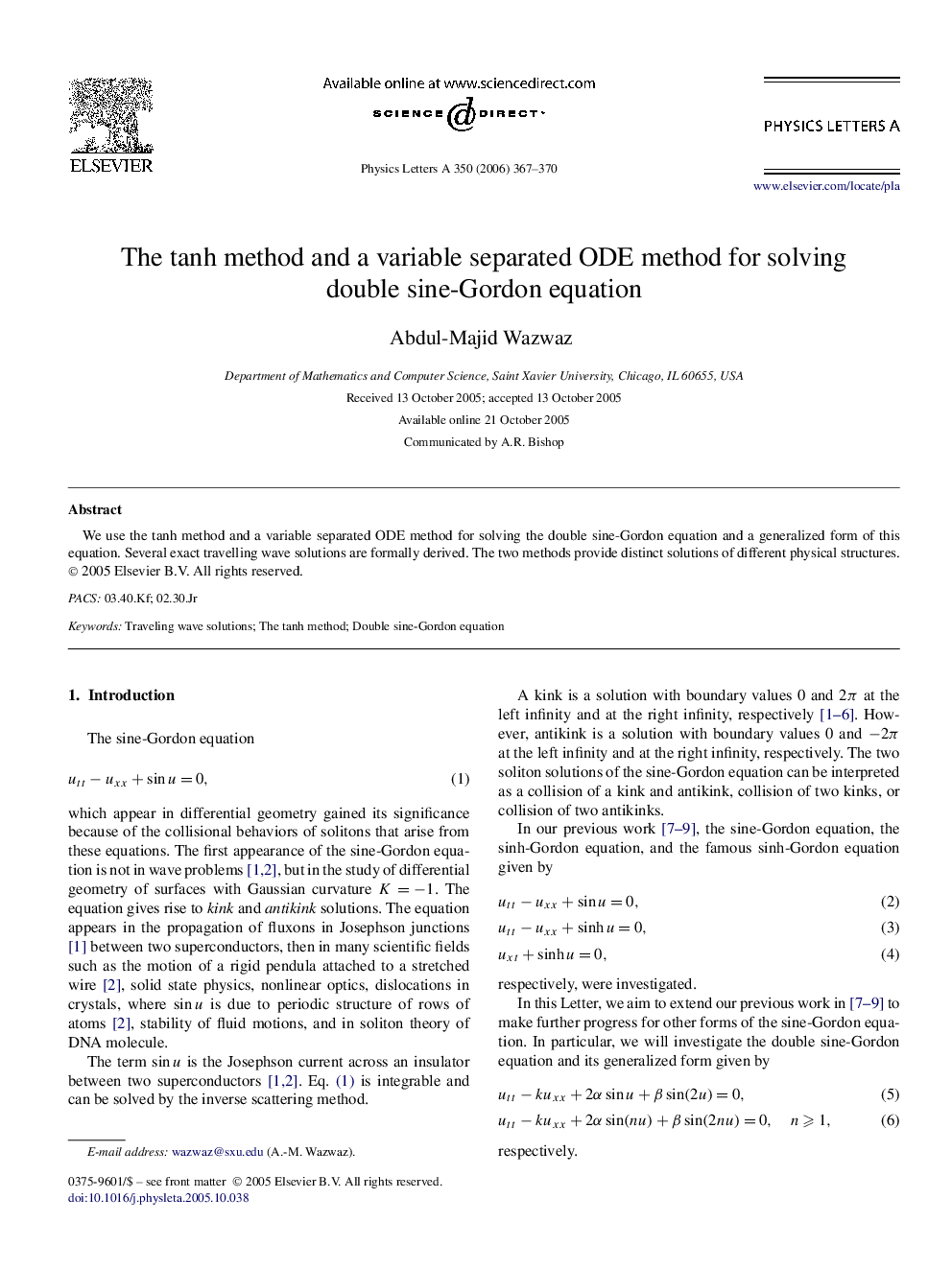 The tanh method and a variable separated ODE method for solving double sine-Gordon equation