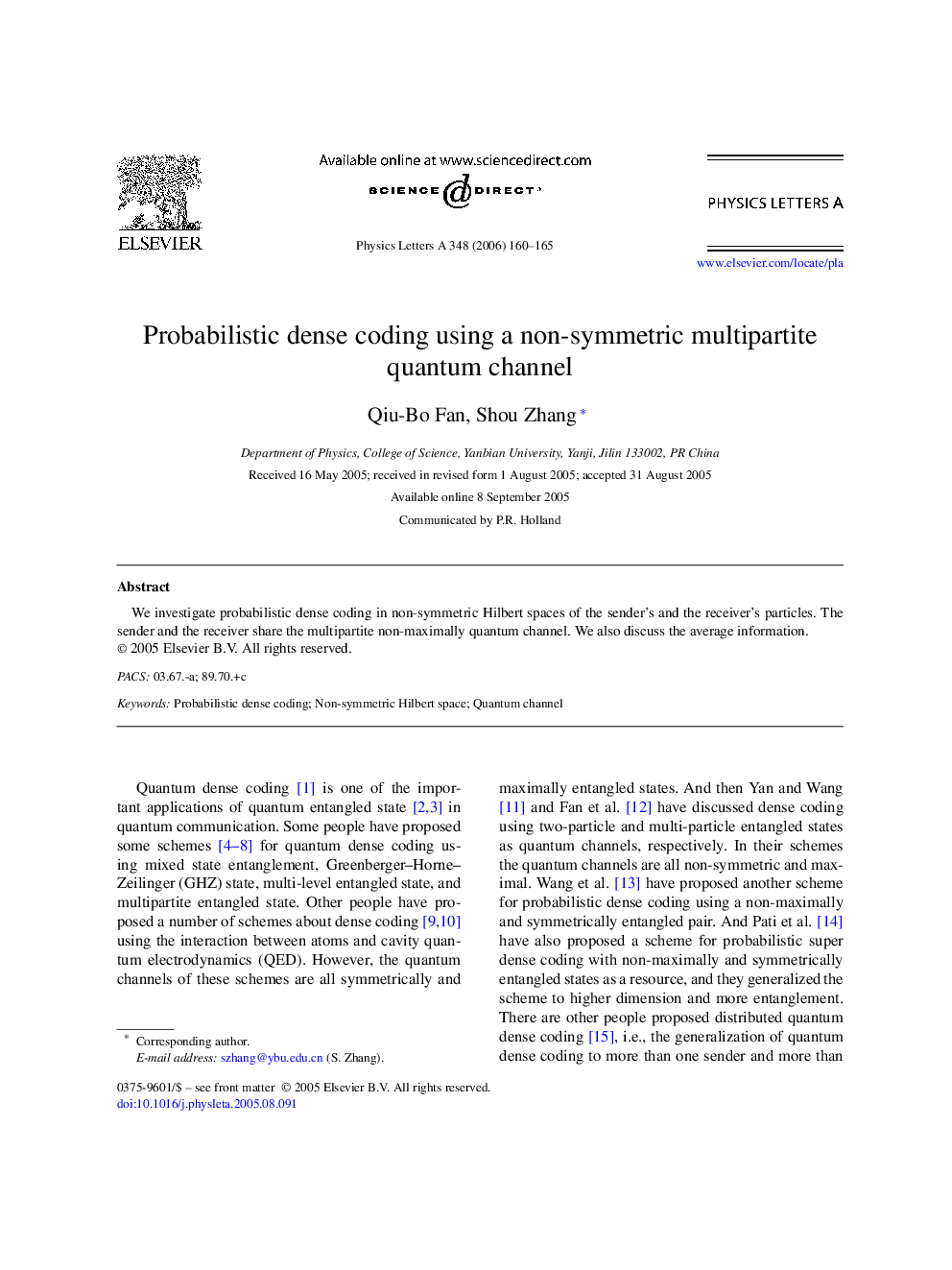 Probabilistic dense coding using a non-symmetric multipartite quantum channel