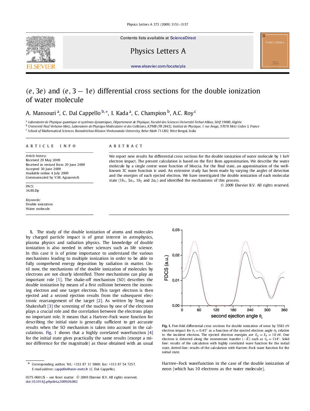 (e,3e)(e,3e) and (e,3−1e)(e,3−1e) differential cross sections for the double ionization of water molecule