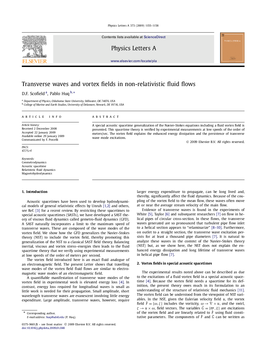 Transverse waves and vortex fields in non-relativistic fluid flows