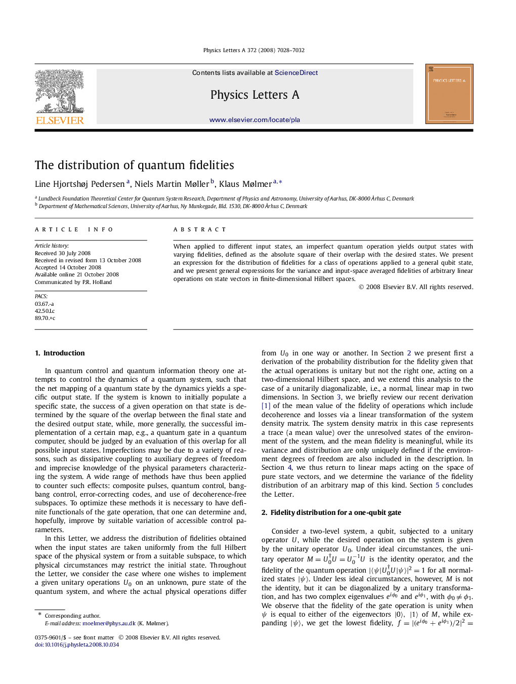 The distribution of quantum fidelities