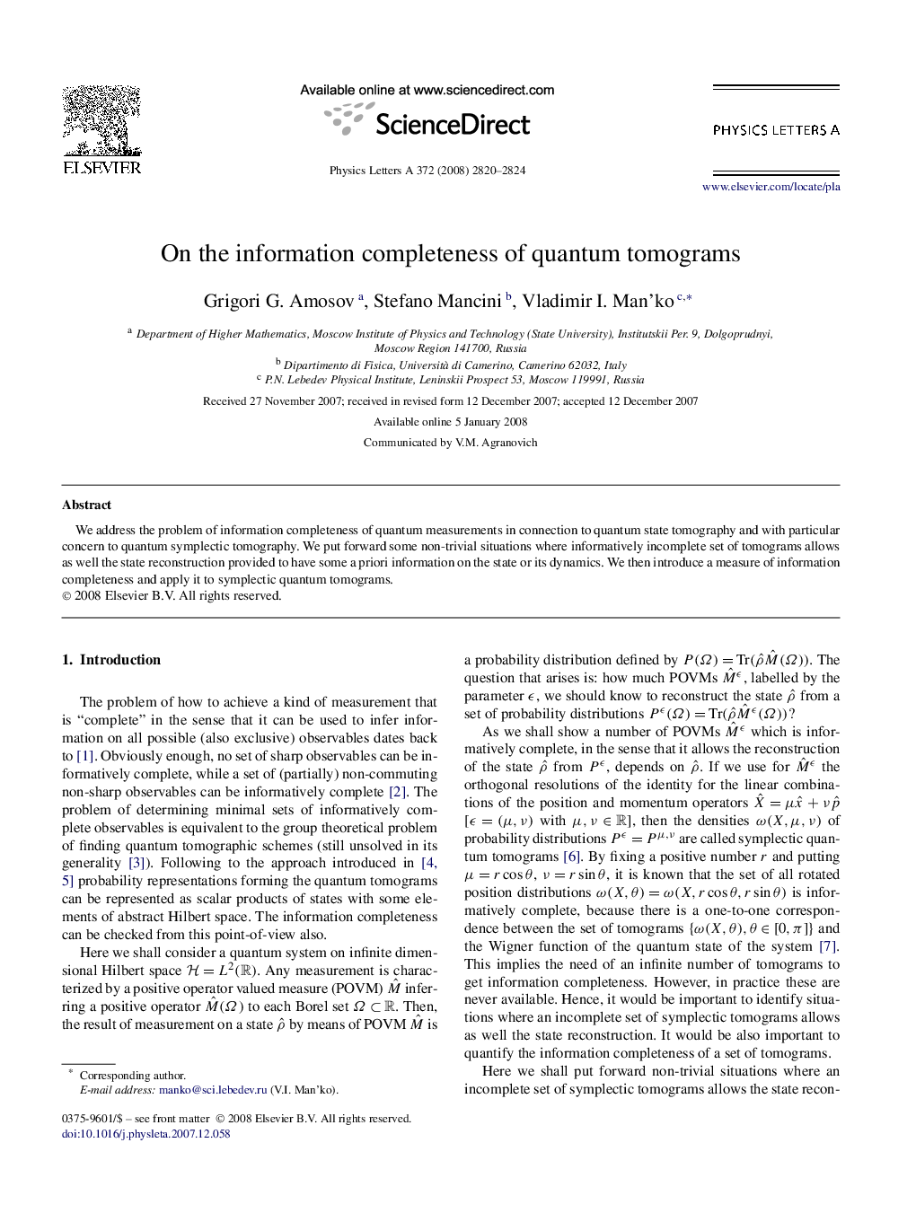 On the information completeness of quantum tomograms