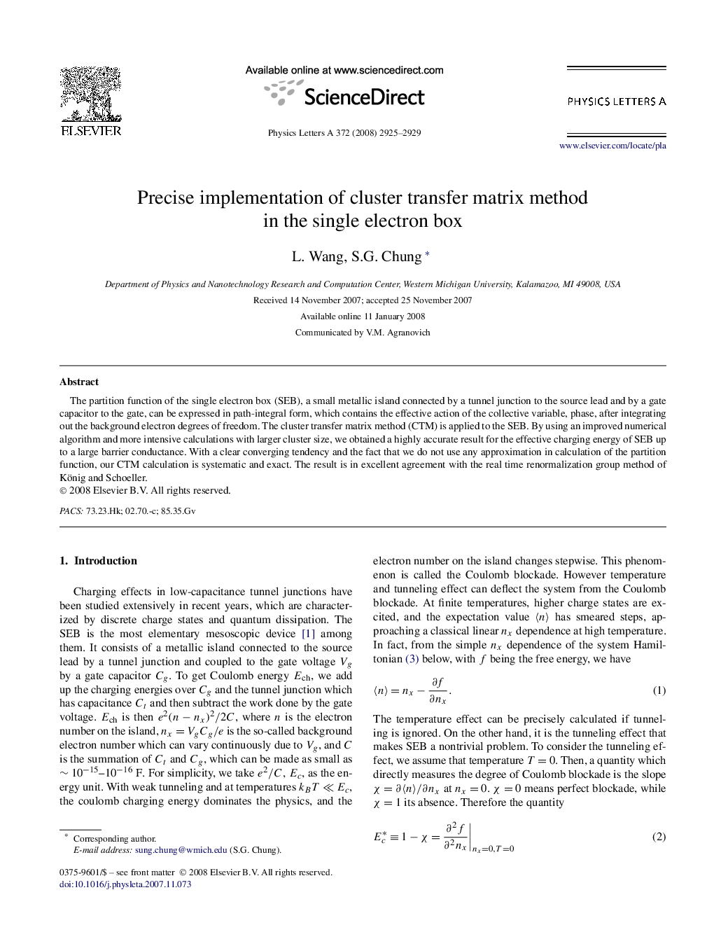 Precise implementation of cluster transfer matrix method in the single electron box