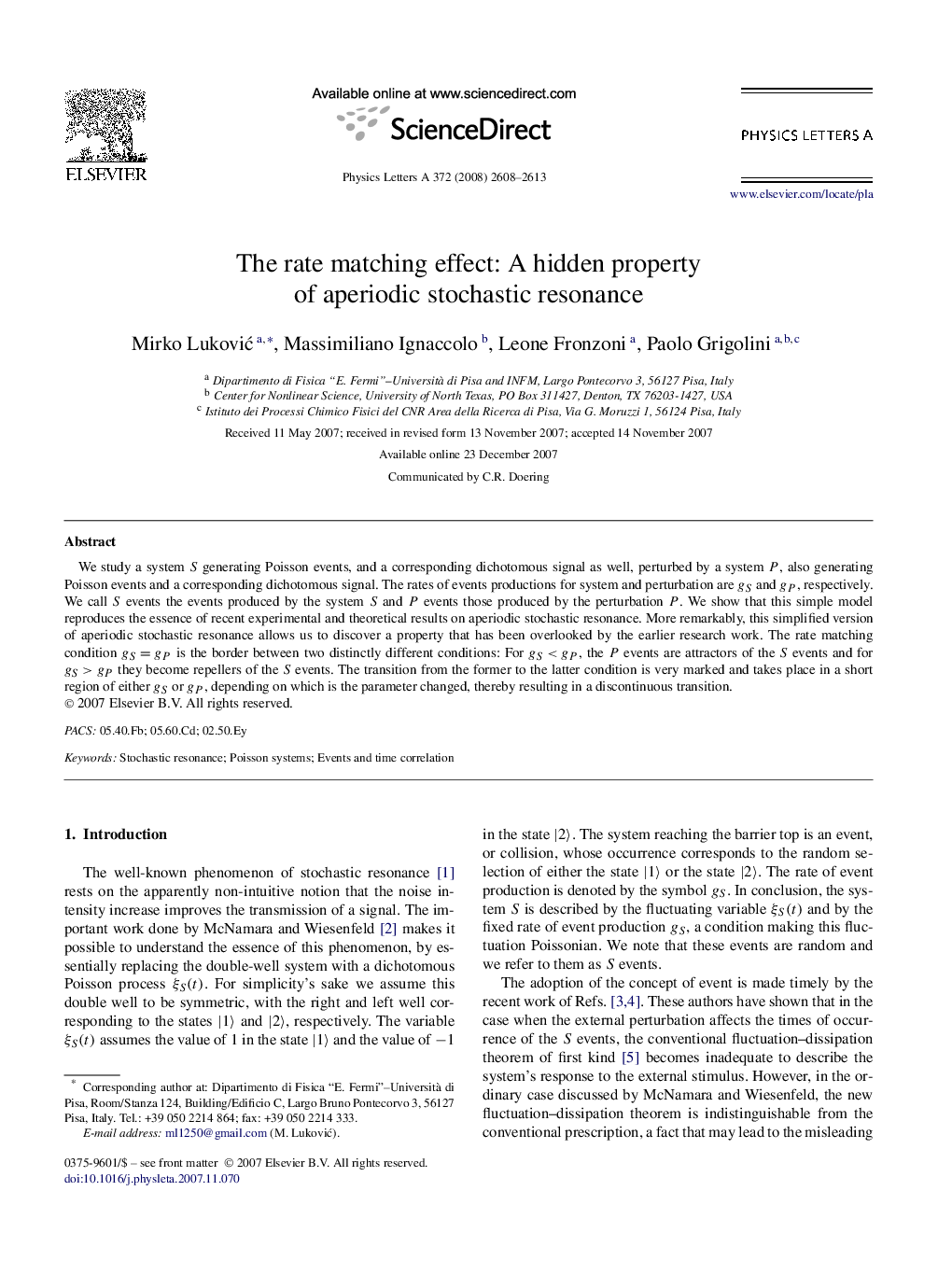 The rate matching effect: A hidden property of aperiodic stochastic resonance