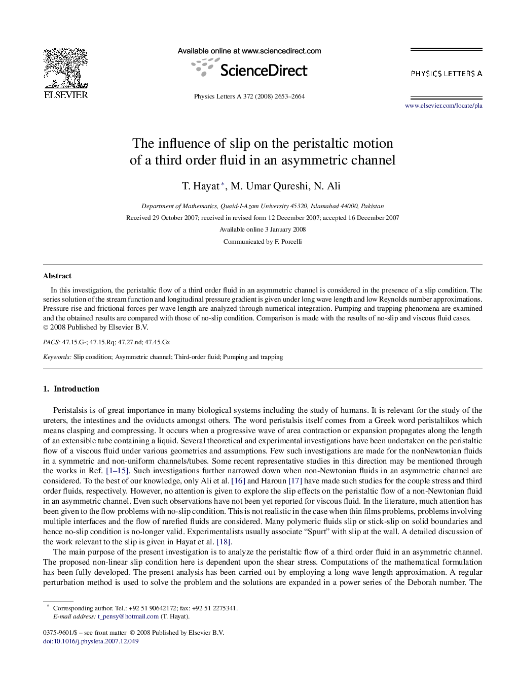 The influence of slip on the peristaltic motion of a third order fluid in an asymmetric channel