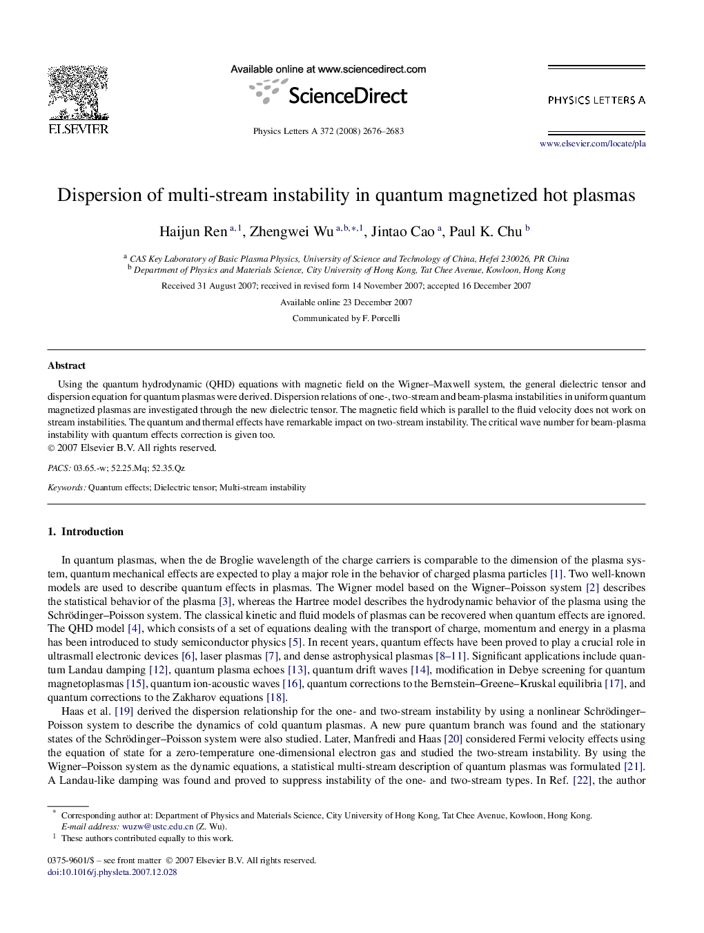 Dispersion of multi-stream instability in quantum magnetized hot plasmas