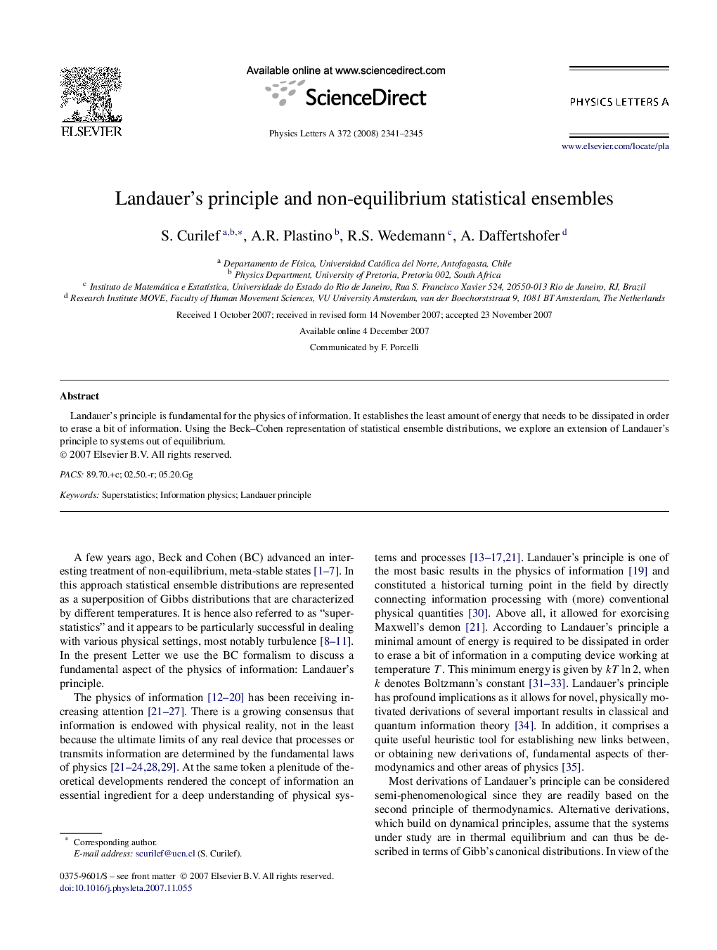 Landauer's principle and non-equilibrium statistical ensembles