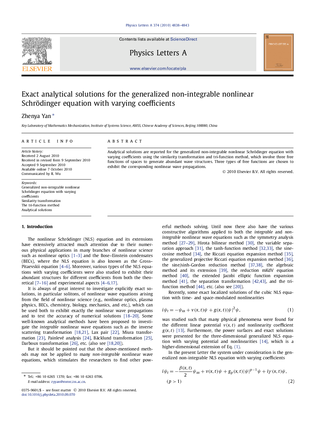 Exact analytical solutions for the generalized non-integrable nonlinear Schrödinger equation with varying coefficients