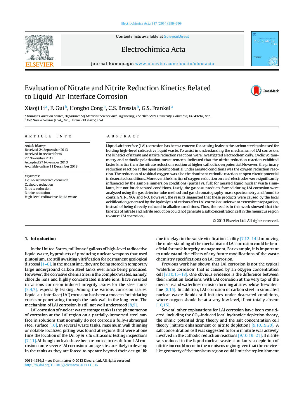 Evaluation of Nitrate and Nitrite Reduction Kinetics Related to Liquid-Air-Interface Corrosion